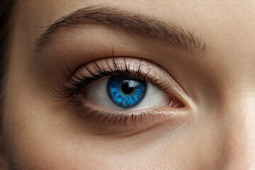 Obraz premium A woman's eye is blue and has a lot of lashes