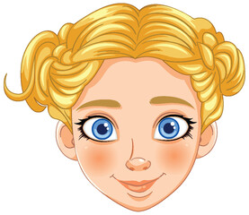 Vector graphic of a young girl with blue eyes