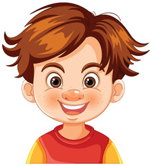 Vector illustration of a happy young boy smiling. - 775620222