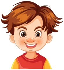 Poster Kinderen Vector illustration of a happy young boy smiling.