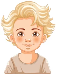 Foto op Plexiglas Kinderen Illustration of a cheerful young boy smiling