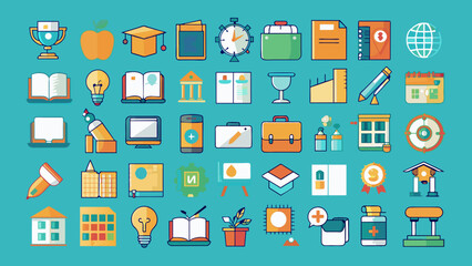 Fototapeta premium Set Of Colorful Education Icons