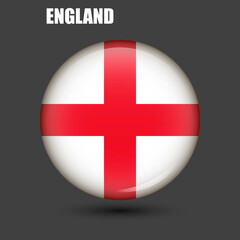 Obraz premium National flag of England in the form of a circle.Vector.Round 3d flag icon with high detail.Spherical flag illustration.