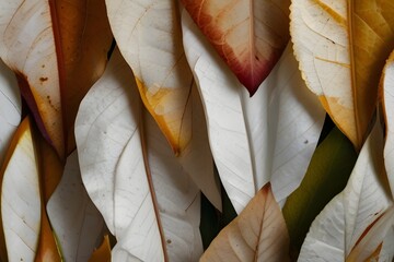 Texture leaves closeup background plant abstract autumn white foliage nature fall Generative AI