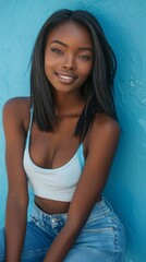 Fototapeta premium SEXY AND BEAUTIFUL AFROAMERICAN WOMAN - TEENAGER