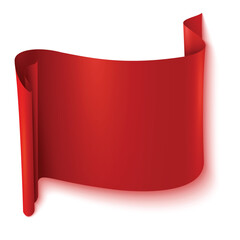 Red curved paper blank banner 2