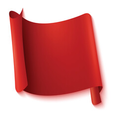 Red curved paper blank banner 3