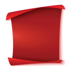 Red curved paper blank banner 1