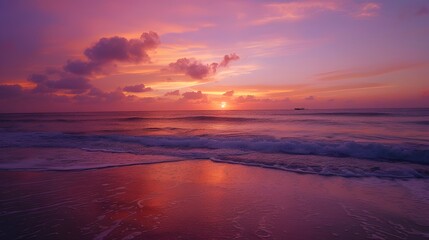 Fototapeta na wymiar Spectacular ocean sunset painting horizon with vibrant hues.