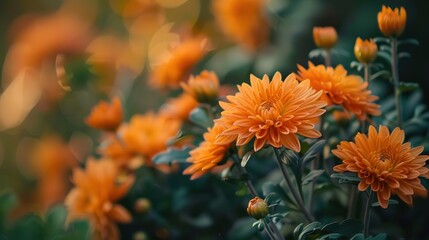 Orange Chrysanthemum in the garden ,Generative ai, 