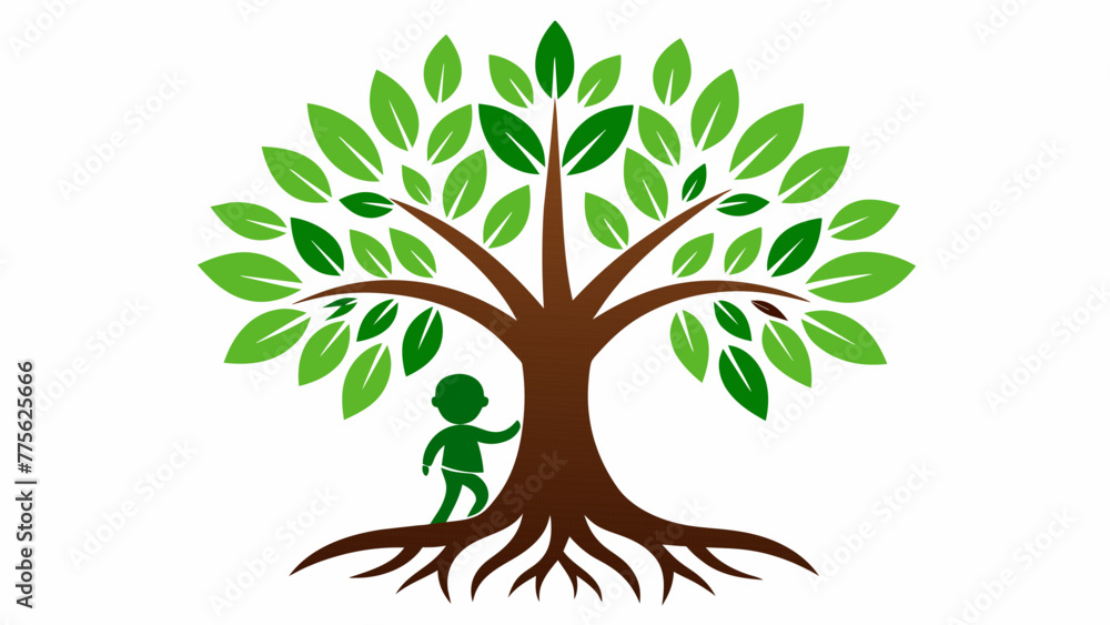 Poster a tree with deep roots and lush leaves representing a nurturing and supportive parent who provides a
