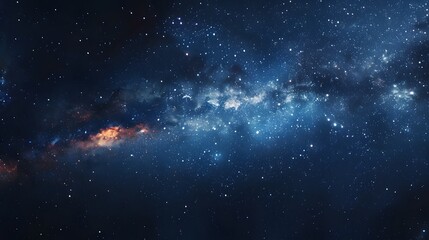 Tranquil night with cosmos and Milky Way in star-studded sky. - obrazy, fototapety, plakaty