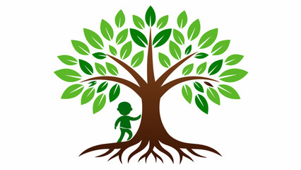 A tree with deep roots and lush leaves representing a nurturing and supportive parent who provides a secure foundation for their childs growth