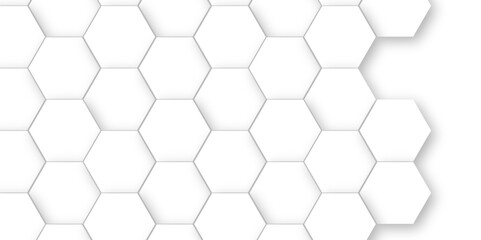 Abstract Technology, Futuristic 3d Hexagonal structure futuristic white background and Embossed Hexagon. Hexagonal honeycomb pattern background with space for text.