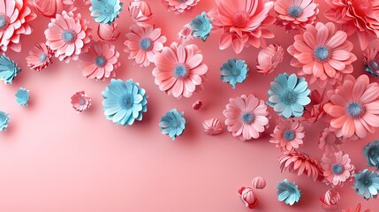 Beautiful glossy cheery flowers decorated on pink background. ,Generative ai, 