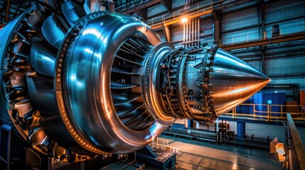 Gas turbine engines are the power plants of the aircraft industry, combustion of fans, compressors. - obrazy, fototapety, plakaty