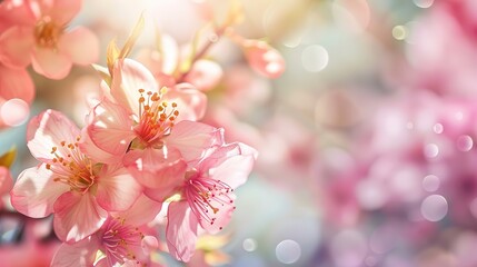 Spring card with blooming with soft light effect  ,Generative ai, 