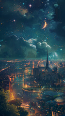 Obraz premium Glowing Fantasy City