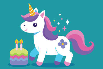 Happy Birthday Unicorn vector design, lovely birthday unicorn design
