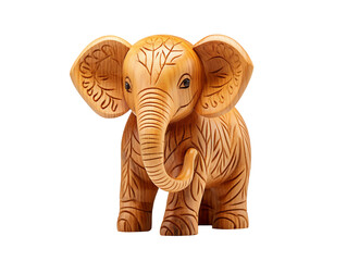 Handmade wooden toy Elephant isolated on transparent background, PNG available
