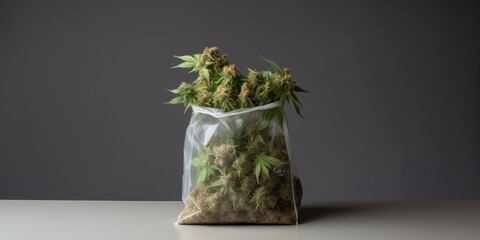 Packaged Cannabis Buds on Display - obrazy, fototapety, plakaty