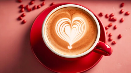Cappuccino with heart decoration over foam