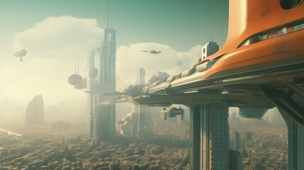 Futuristic High Tech City with Advanced Infrastructure and Sci Fi Cityscape