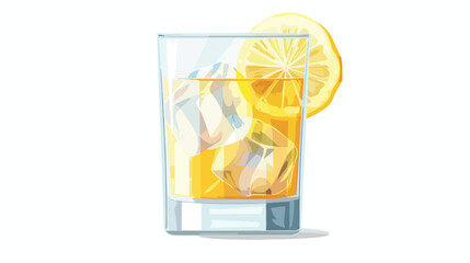 A glass of fresh drink with piece of lemon showing co