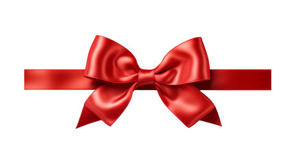 Red ribbon and bow isolated on transparent background, PNG available
