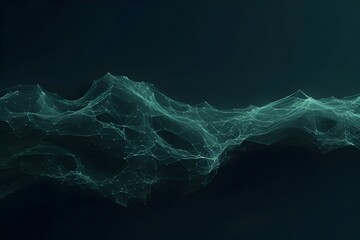 Mesmerizing Polygon Structures of Futuristic Digital Waves and Particles in Abstract Sci Fi Visualization - obrazy, fototapety, plakaty