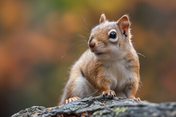 Obraz premium Red squirrel in fall, fur, animals in the wild, one animal, looking