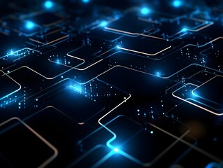 Obraz premium Futuristic Abstract Circuit Networking Blockchain Concept Digital Technology Background