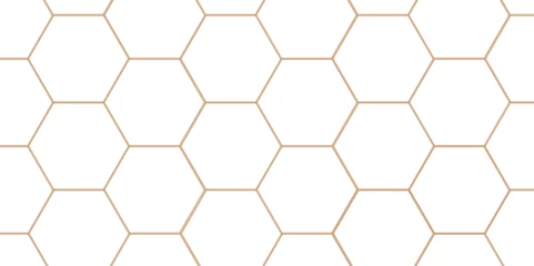 Fotobehang Abstract white background with hexagons pattern. White abstract vector wallpaper with hexagon grid. 3D technology Futuristic honeycomb mosaic white background. © MOHART PARK