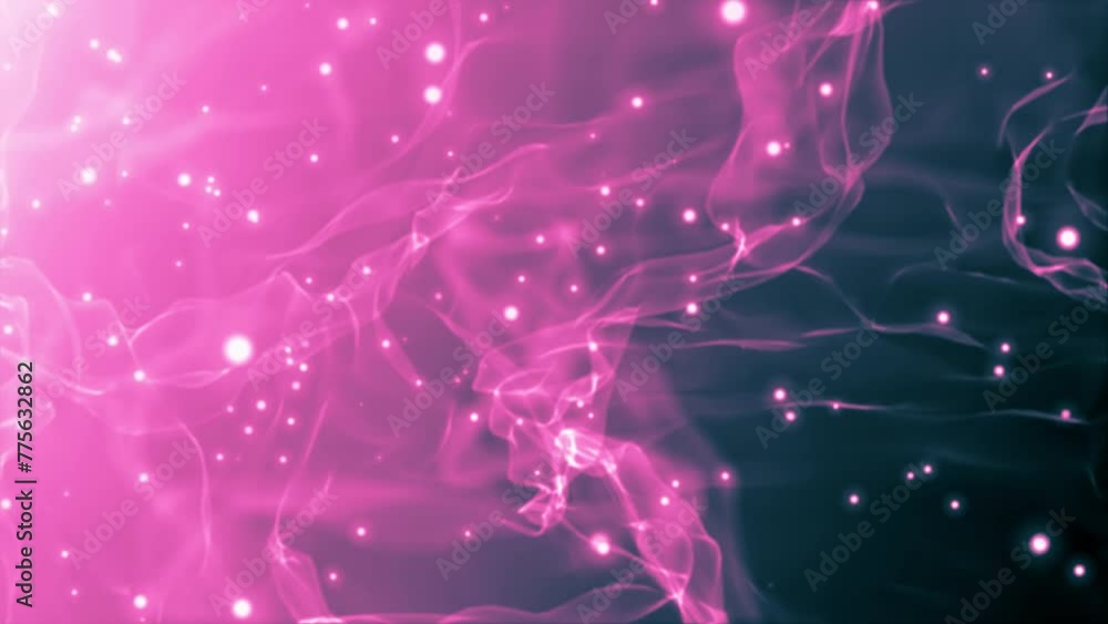 Aufkleber pink smoke particles abstract background with shining dust particles, a flash of bokeh on a black ba
