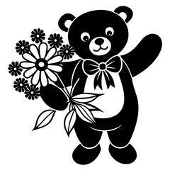 panda with flowers