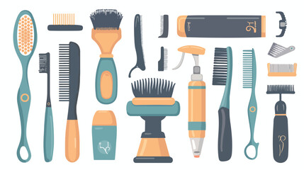 Barber tools Flat vector isolated on white background