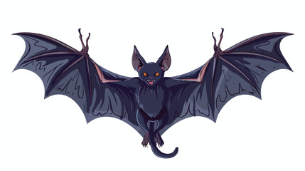 Bat with open wings drawing. Gothic illustration