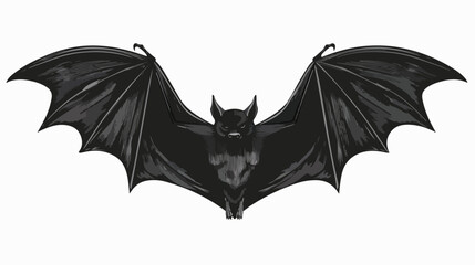 Bat with open wings drawing. Gothic illustration