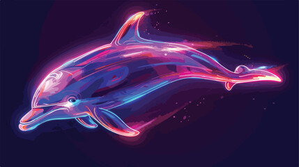 Neon dolphin abstract futuristic art stylish 