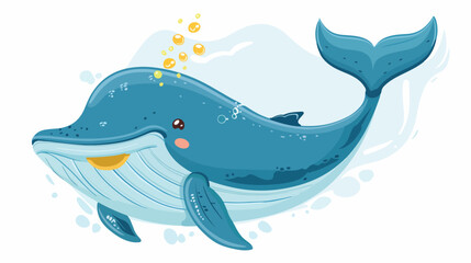 Cartoon smiling whale. Marine life animal. Template