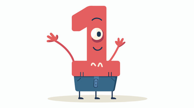 Number 1 Cartoon vector illustration A simple flat