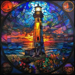 A Stained Glass Lighthouse Masterpiece