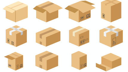 Box carton packing icon Flat vector isolated on white