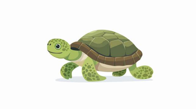 Cartoon turtle on white background flat vector isolated