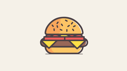 Burger Icon Vector Illustration Logo Template Flat ve