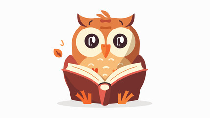 Owl Reading The Book Cute Cartoon Character Emoji Wit