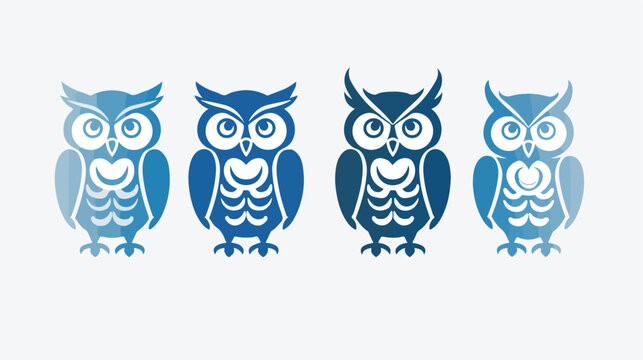 Owl outline set icon  mascot logo for design. Unique