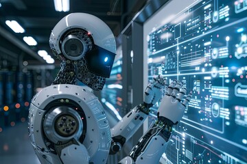 Fototapeta premium Technology integration: Pictures capture the adoption of technology solutions, such as AI, automation, or data management systems, in digital strategies