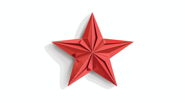 Paper art cartoon red star in realistic trendy craft