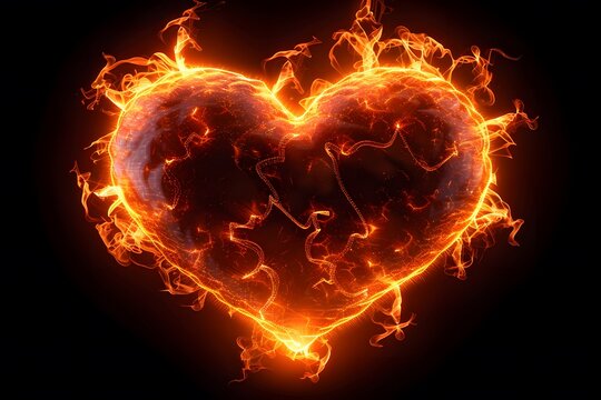 Heart Shaped Fire With Flames